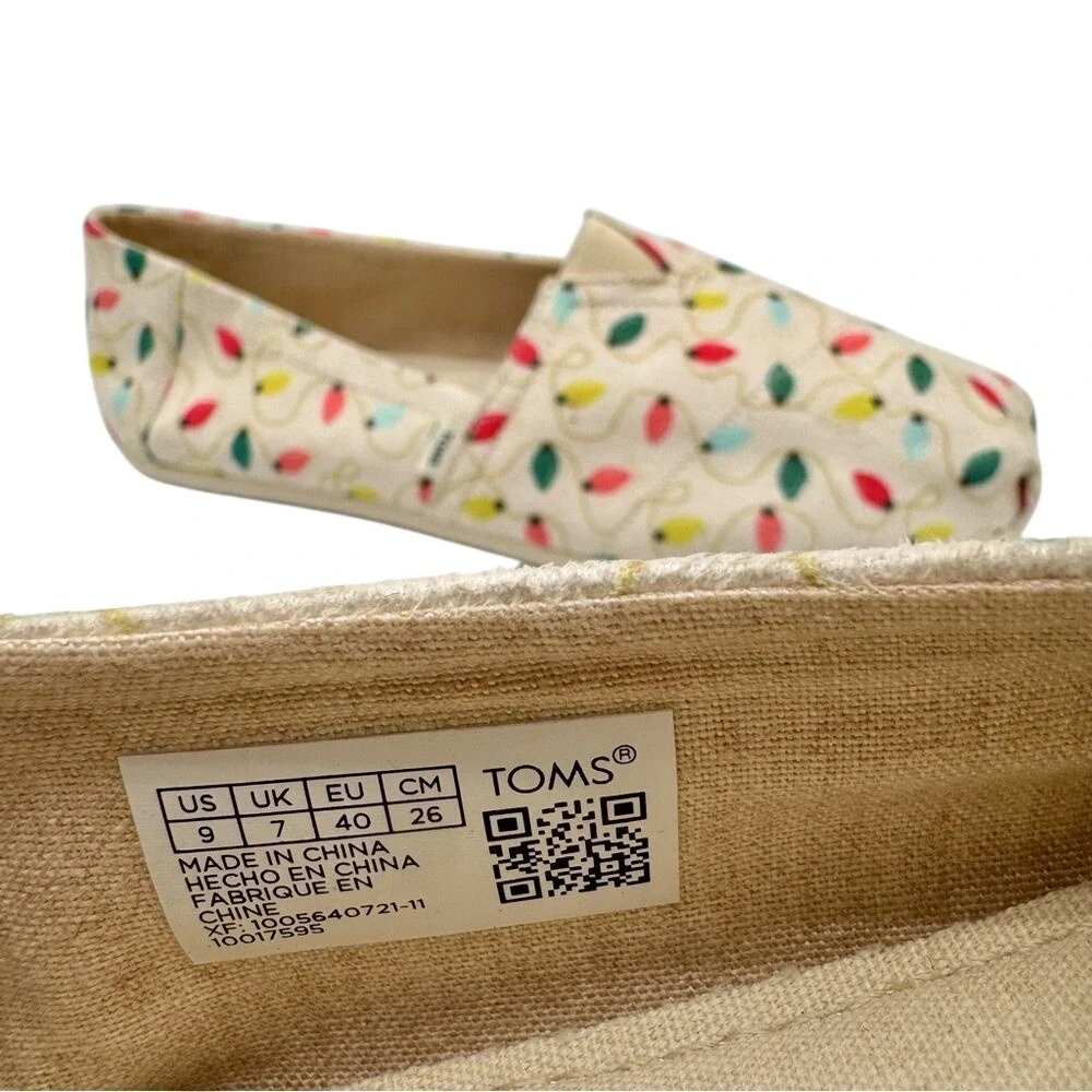 Toms Alpargata Holiday lLights Festive‎  Slip-on Shoes Women's 9 EUC